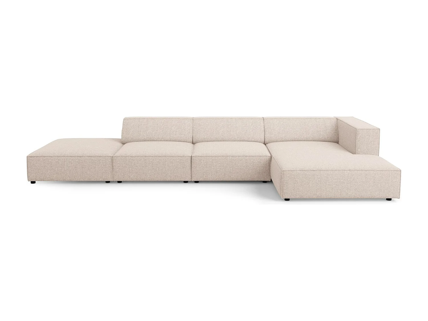 Cosmopolitan Design - Rechter hoekbank "Arendal" 5 zitplaatsen, Chenille, Beige - 341x166x70cm