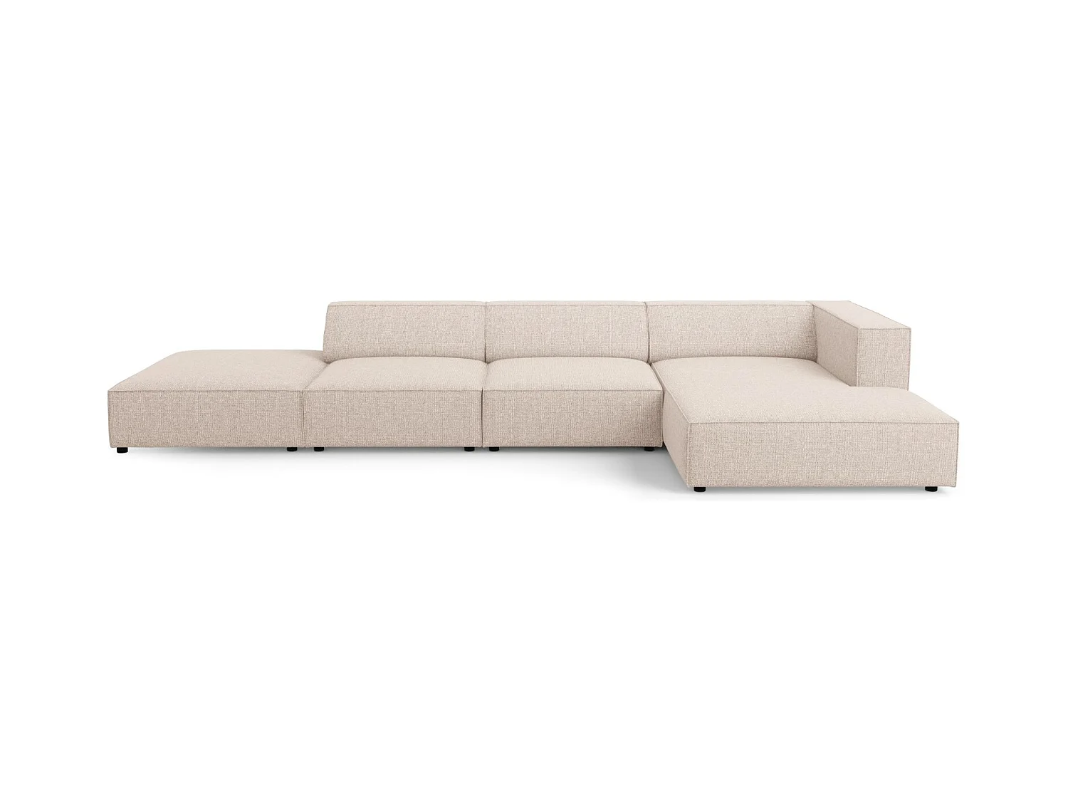 Cosmopolitan Design - Divano angolare destro "Arendal" 5 posti in ciniglia beige - 341x166x70cm