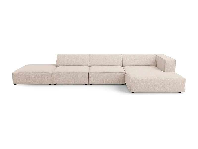 Cosmopolitan Design - Divano angolare destro "Arendal" 5 posti in ciniglia beige - 341x166x70cm