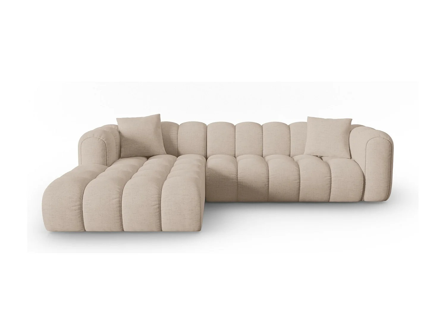 CXL by Christian Lacroix - Canapé d'angle gauche modulable "Clotilde" 4 places en tissu structurel cappuccino - 306x190x70cm