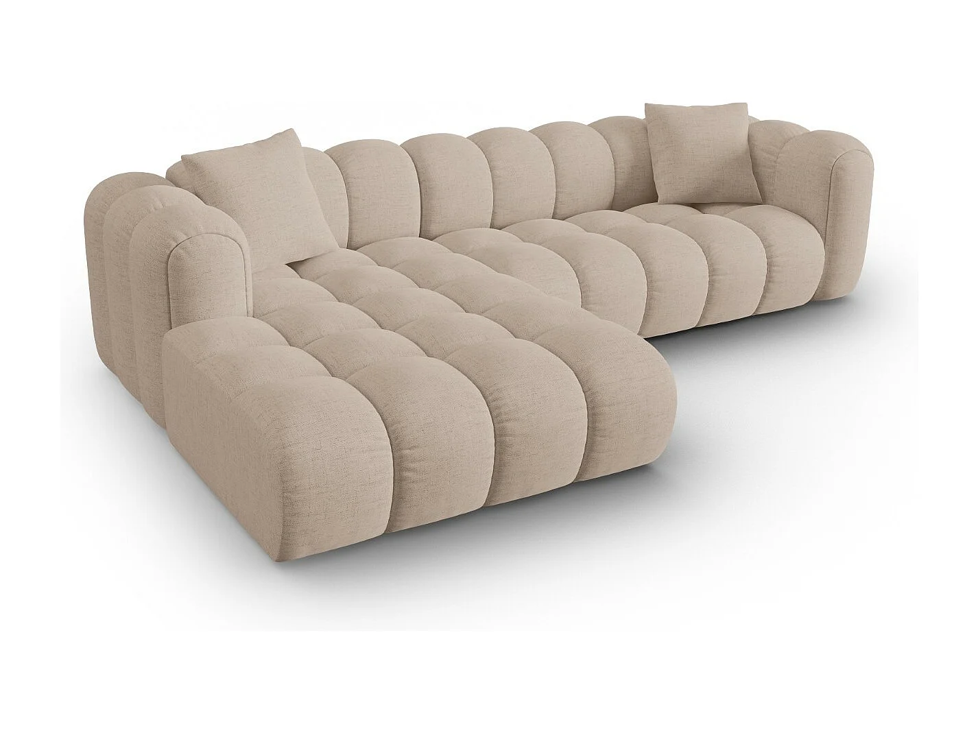 CXL by Christian Lacroix - Canapé d'angle gauche modulable "Clotilde" 4 places en tissu structurel cappuccino - 306x190x70cm