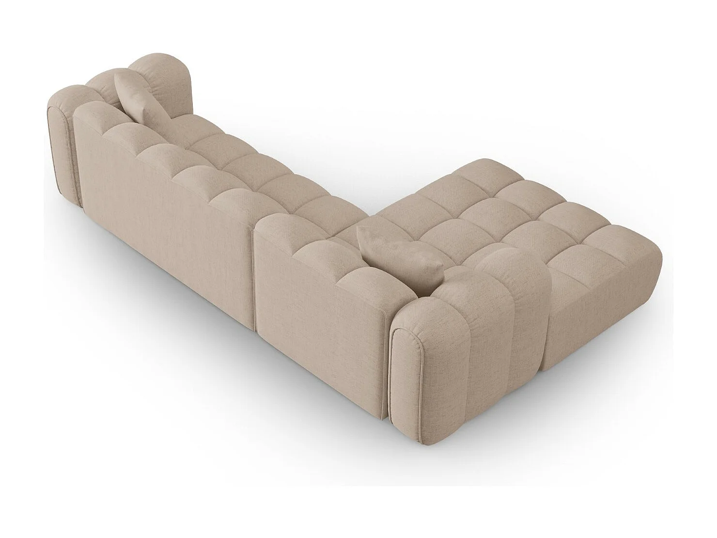 CXL by Christian Lacroix - Canapé d'angle gauche modulable "Clotilde" 4 places en tissu structurel cappuccino - 306x190x70cm