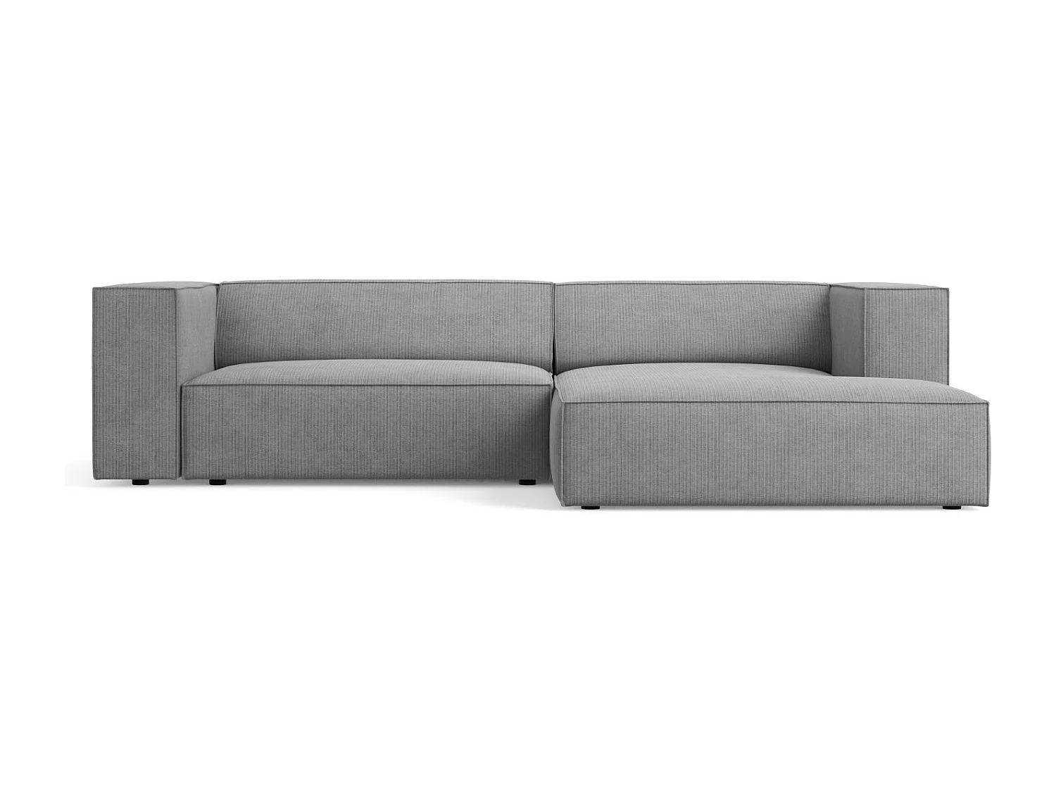 Cosmopolitan Design - 3-Sitzer Ecksofa rechts "Arendal" aus Chenille-Stoff mit Rippeneffekt dunkelgrau - 224x166x70cm