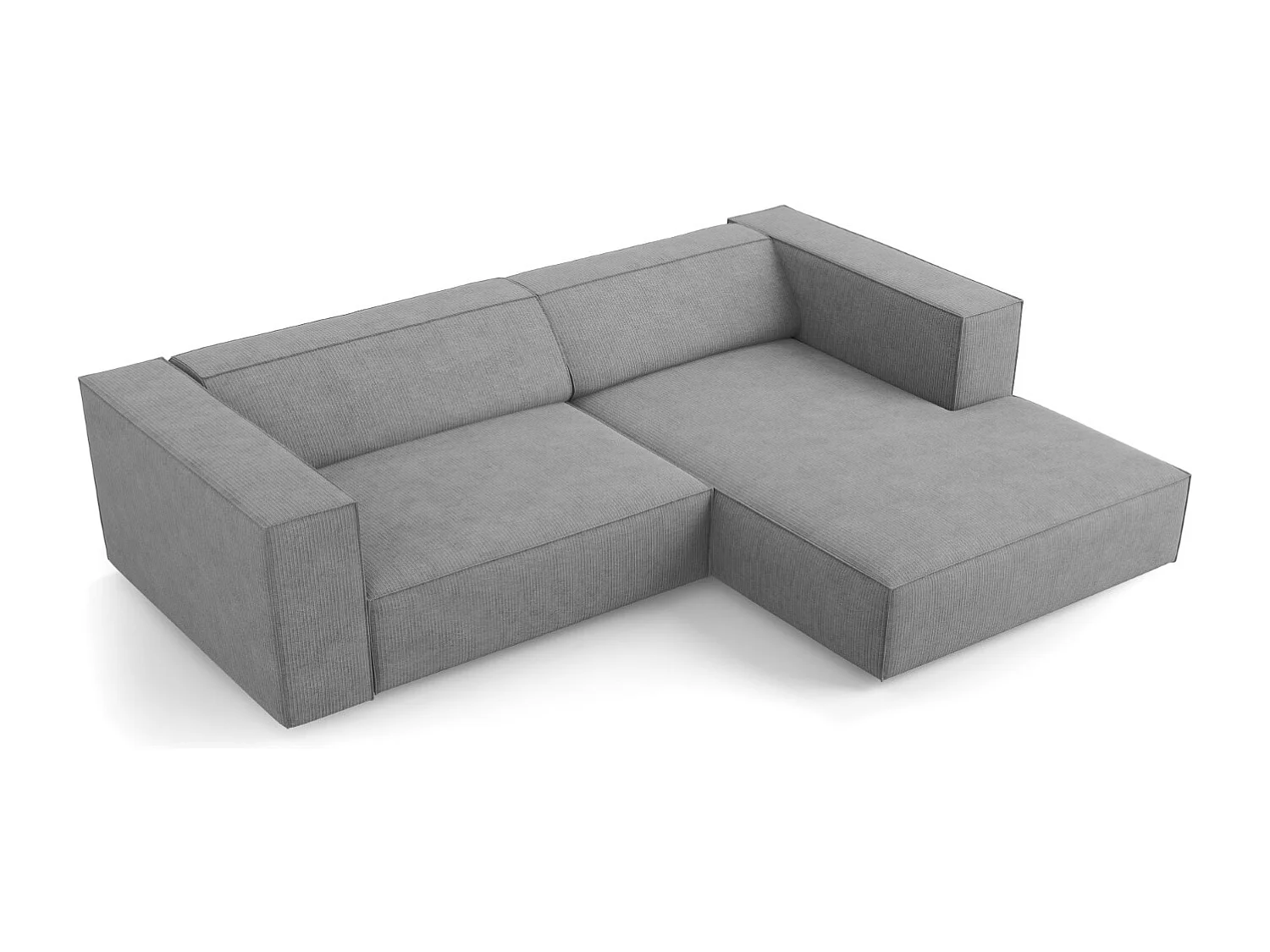 Cosmopolitan Design - 3-Sitzer Ecksofa rechts "Arendal" aus Chenille-Stoff mit Rippeneffekt dunkelgrau - 224x166x70cm
