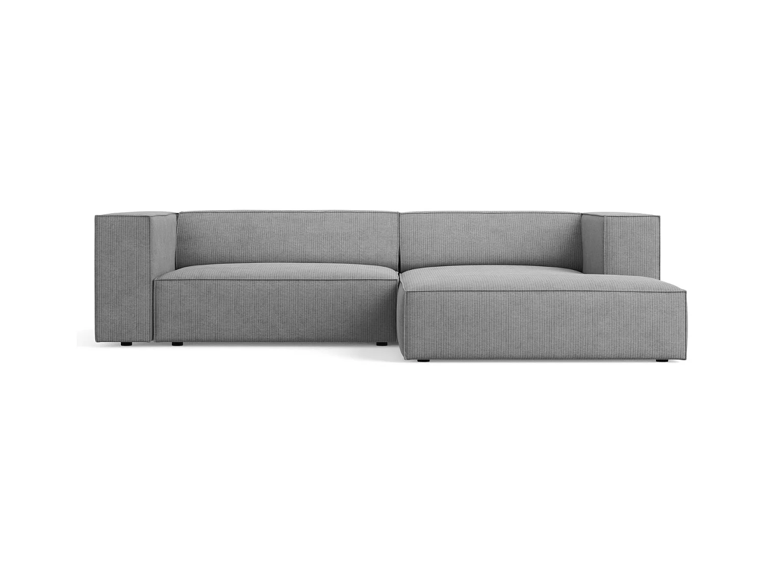 Cosmopolitan Design - Canapé d'angle droit "Arendal" 3 places en chenille avec un effet côtelé gris foncé - 224x166x70cm