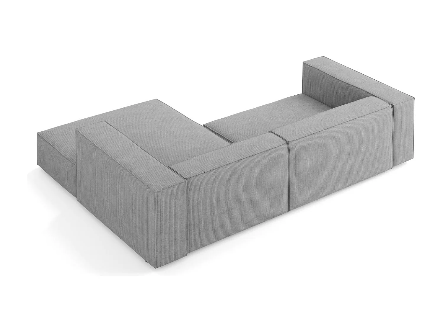 Cosmopolitan Design - Sofá de canto direito "Arendal" 3 lugares em tecido chenille com efeito canelado cinza escuro - 224x166x70cm