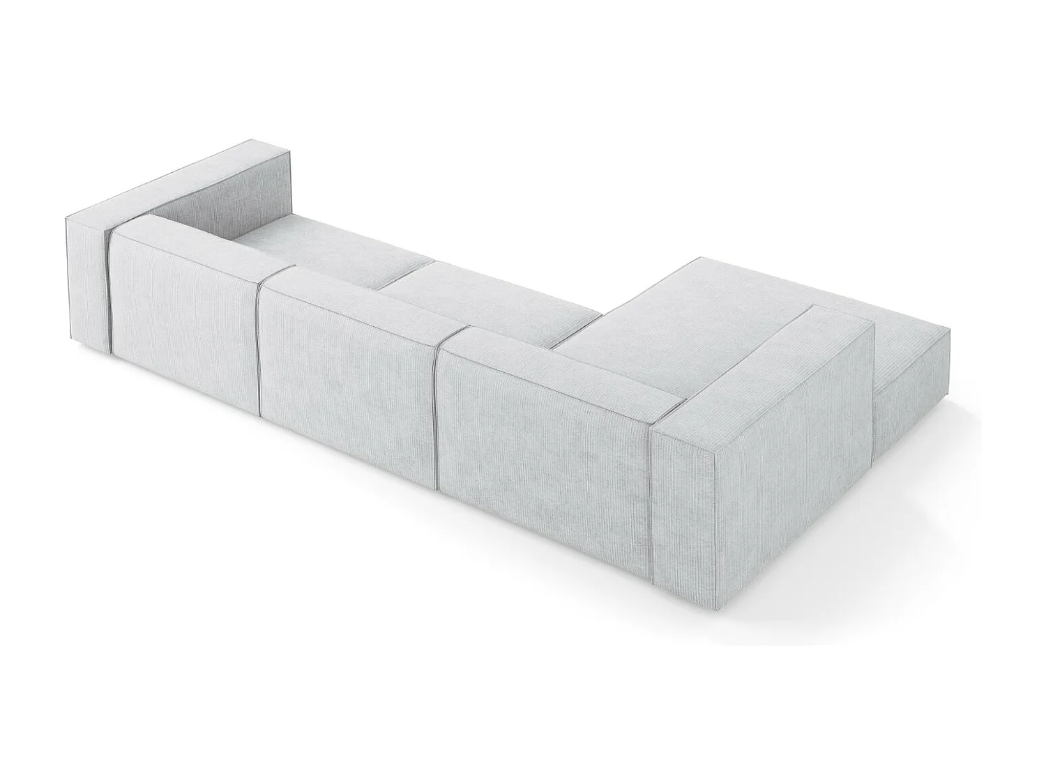 Cosmopolitan Design - Linker hoekbank "Arendal" 4 zitplaatsen, Chenille met ribbeleffect, Lichtgrijs - 284x166x70cm