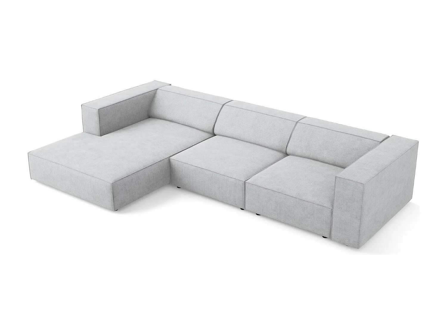 Cosmopolitan Design - Linker hoekbank "Arendal" 4 zitplaatsen, Chenille met ribbeleffect, Lichtgrijs - 284x166x70cm