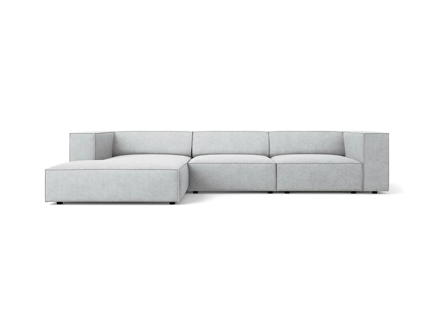Cosmopolitan Design - Linker hoekbank "Arendal" 4 zitplaatsen, Chenille met ribbeleffect, Lichtgrijs - 284x166x70cm