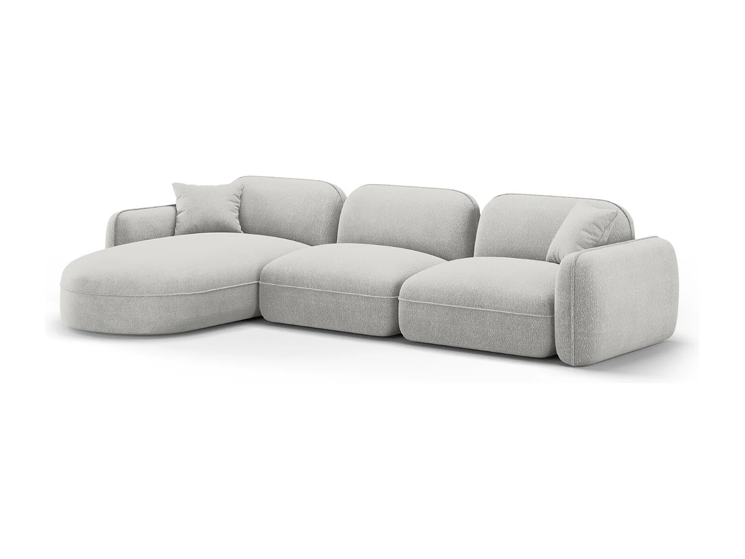 CXL by Christian Lacroix - Modulaire hoekbank links "Lucien" 4 zitplaatsen, Flueel, Lichtgrijs - 320x165x70cm