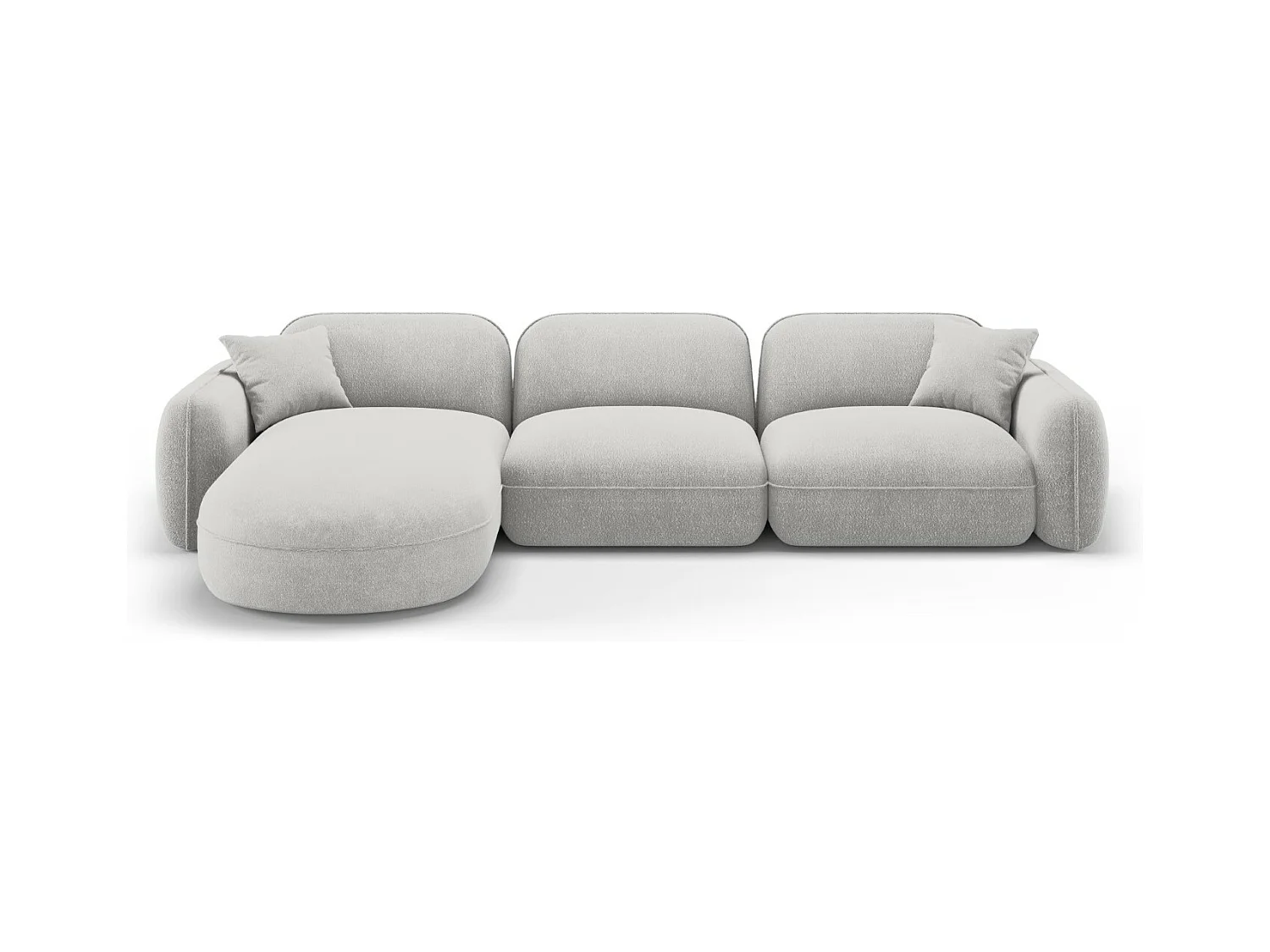 CXL by Christian Lacroix - Modulaire hoekbank links "Lucien" 4 zitplaatsen, Flueel, Lichtgrijs - 320x165x70cm