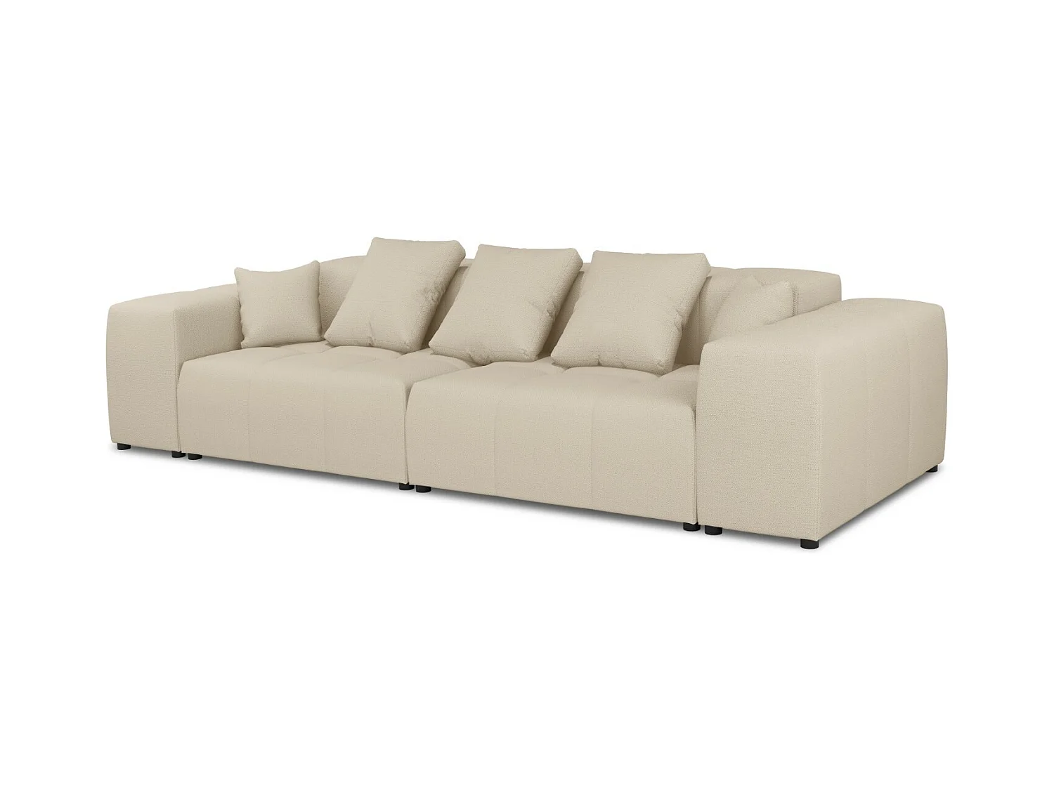Cosmopolitan Design - Modulaire bank "Rome" 3 zitplaatsen, Structurele stof, Beige - 320x120x75cm