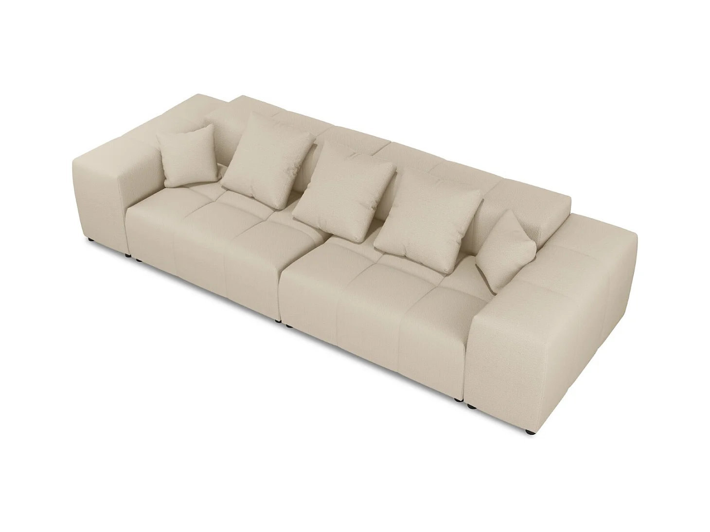 Cosmopolitan Design - Canapé modulable "Rome" 3 places en tissu structurel beige - 320x120x75cm