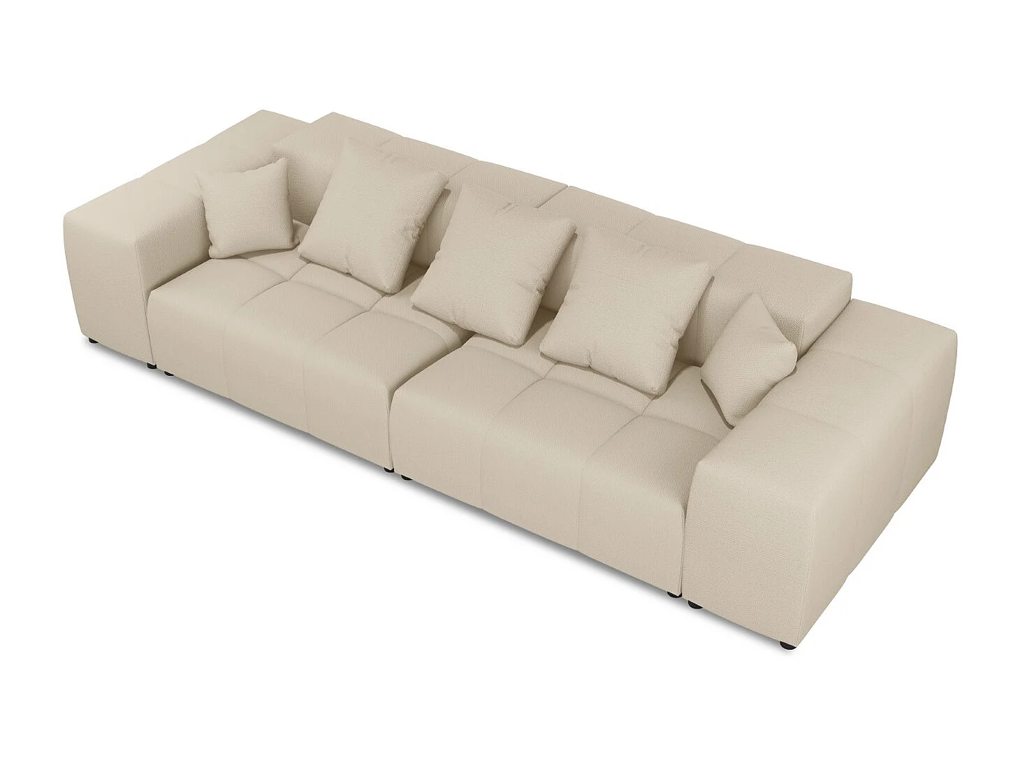 Cosmopolitan Design - Sofá modular "Rome" 3 lugares em tecido estrutural bege - 320x120x75cm