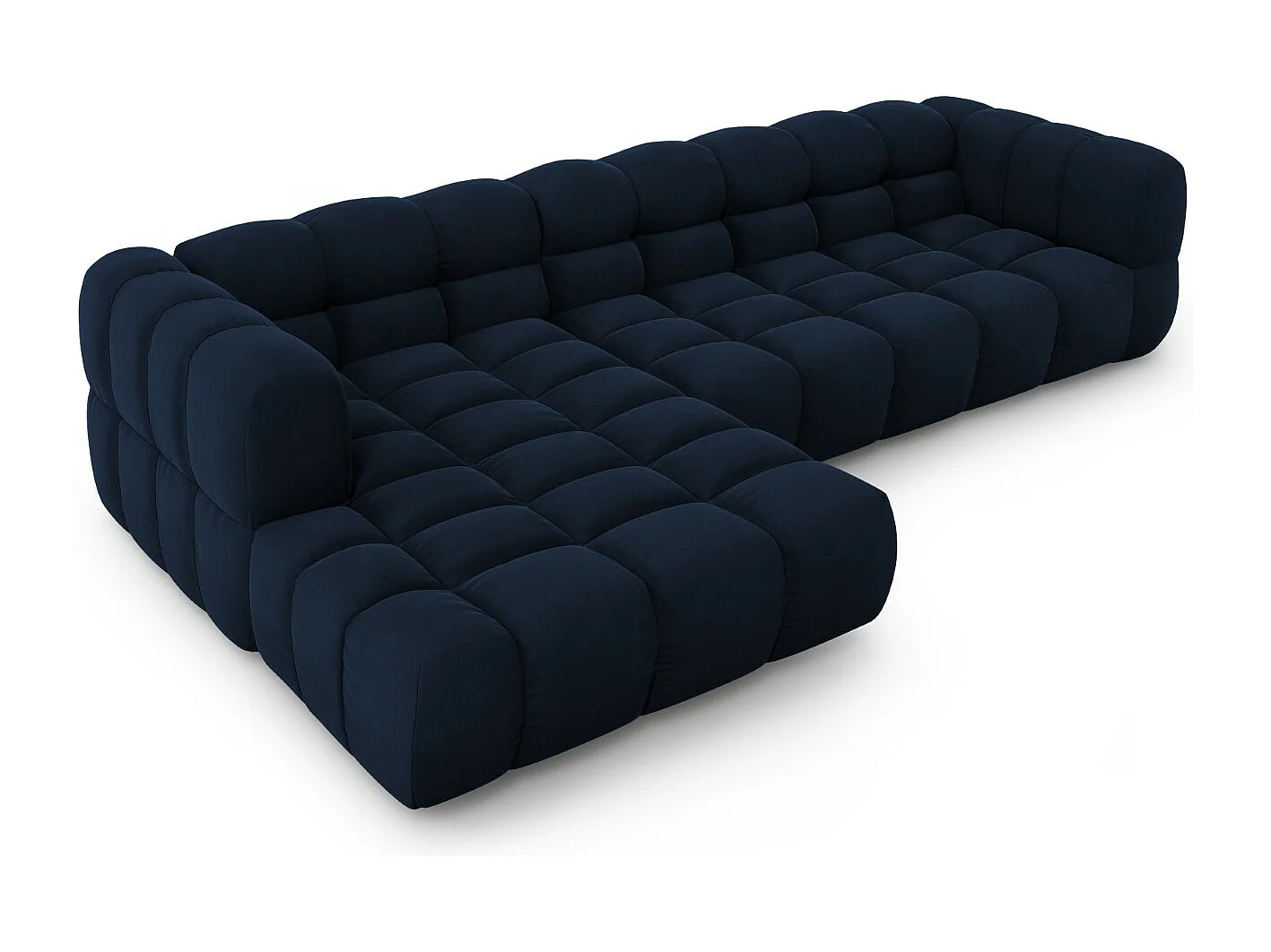 Cosmopolitan Design - Canapé d'angle gauche modulable "Sky" 4 places en velours bleu roi - 300x162x75cm