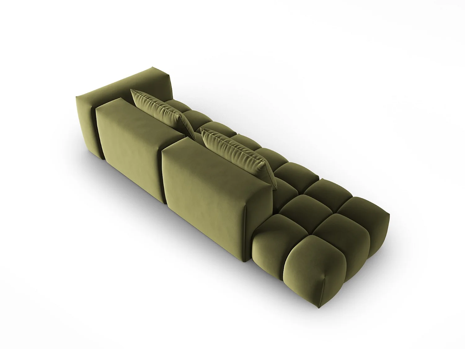 CXL by Christian Lacroix - Linker modulaire bank "Lorella" 3 zitplaatsen, Flueel, Lichtgroen - 265x85x70cm