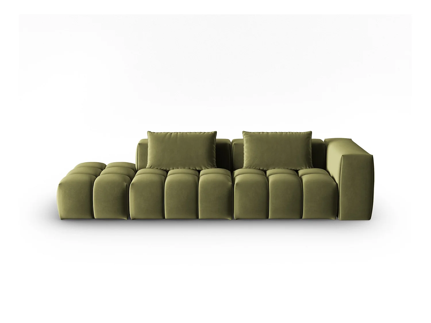 CXL by Christian Lacroix - Canapé modulable gauche "Lorella" 3 places en velours vert clair - 265x85x70cm