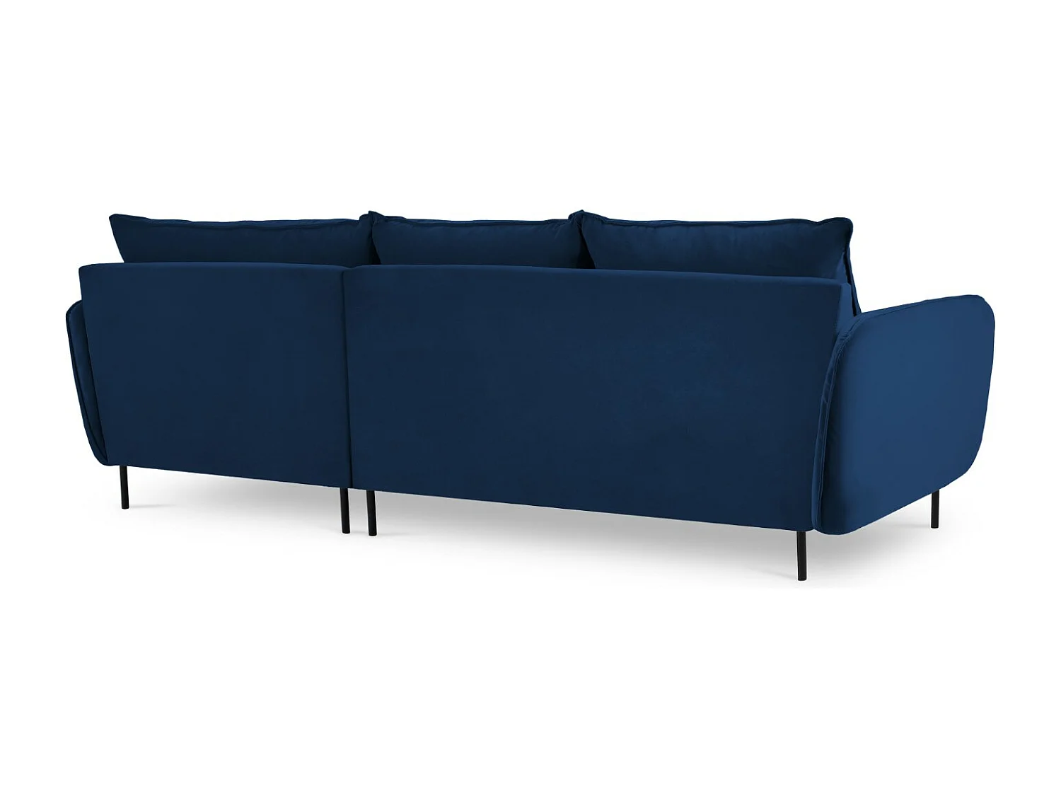 Cosmopolitan Design - Canapé d'angle droit "Vienna" 5 places en velours bleu roi - 255x170x95cm