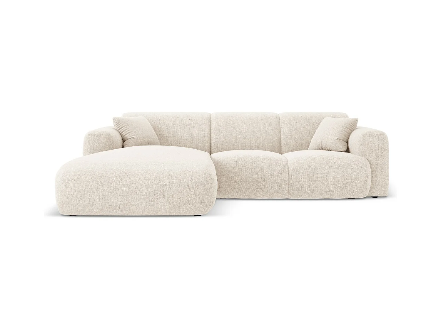 Cosmopolitan Design - 4-Sitzer Ecksofa links "Nolio" aus Chenille-Stoff leichtes beige - 260x170x72cm