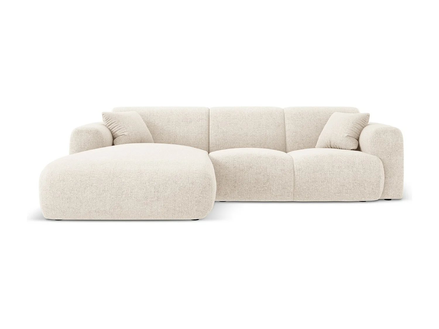 Cosmopolitan Design - Canapé d'angle gauche "Nolio" 4 places en chenille beige clair - 260x170x72cm