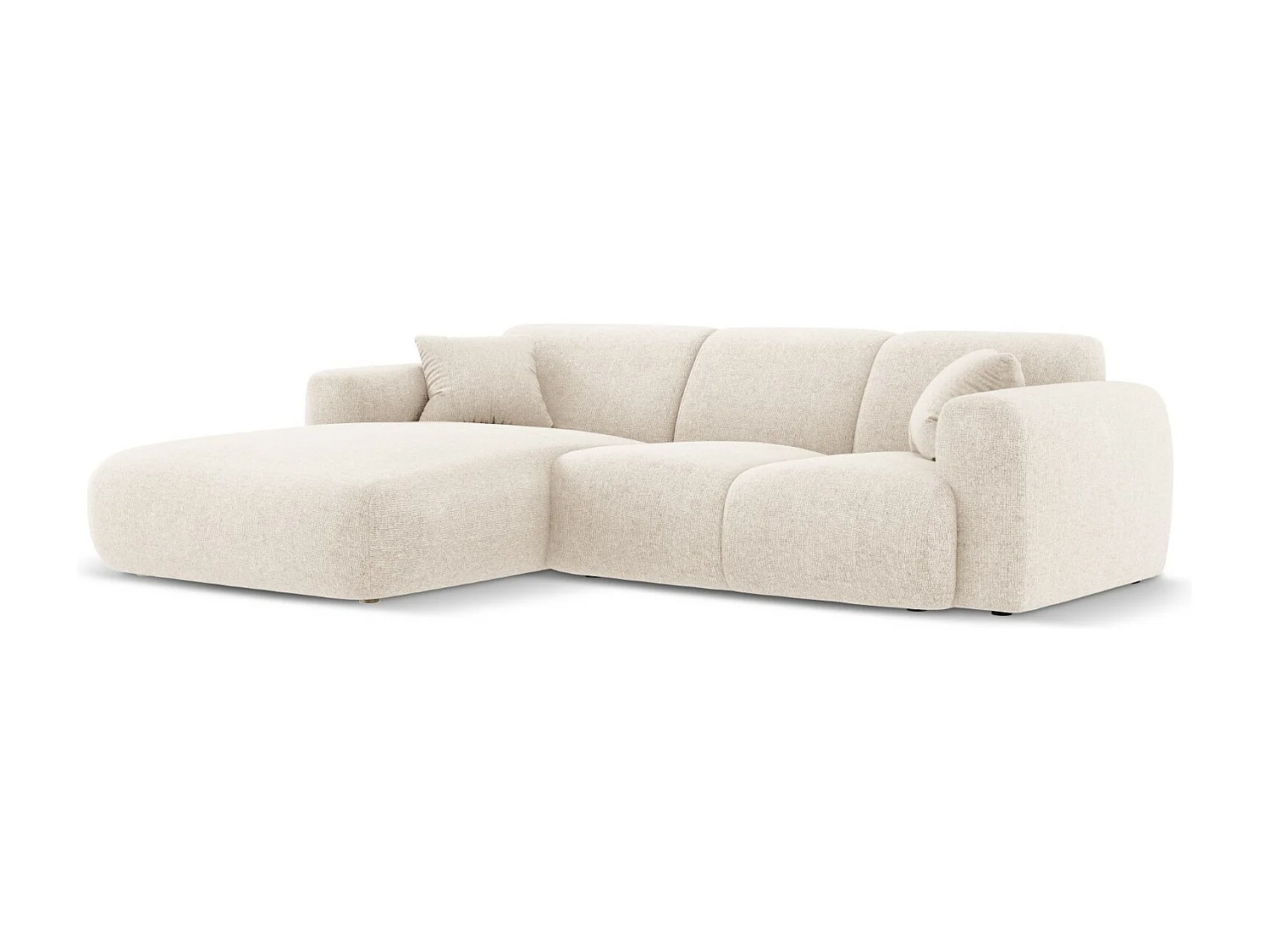 Cosmopolitan Design - Linker hoekbank "Nolio" 4 zitplaatsen, Chenille, Lichtbeige - 260x170x72cm