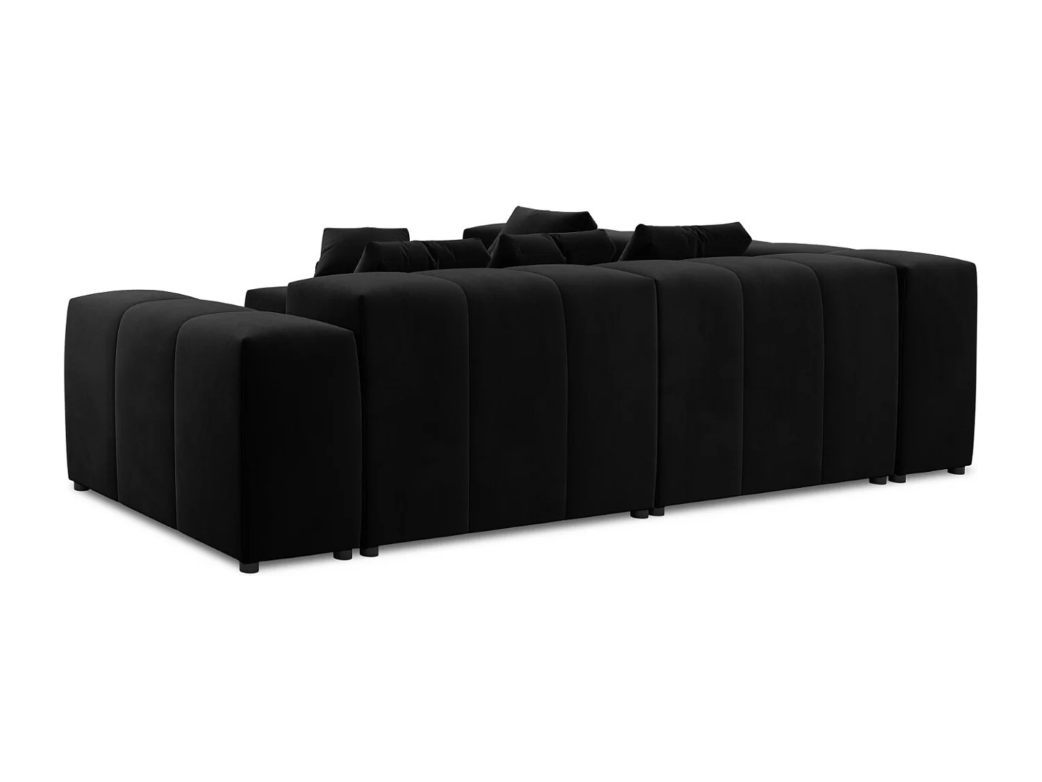 Cosmopolitan Design - 7-Sitzer modulares symmetrisches Ecksofa "Rome" aus Samt schwarz - 320x320x75cm