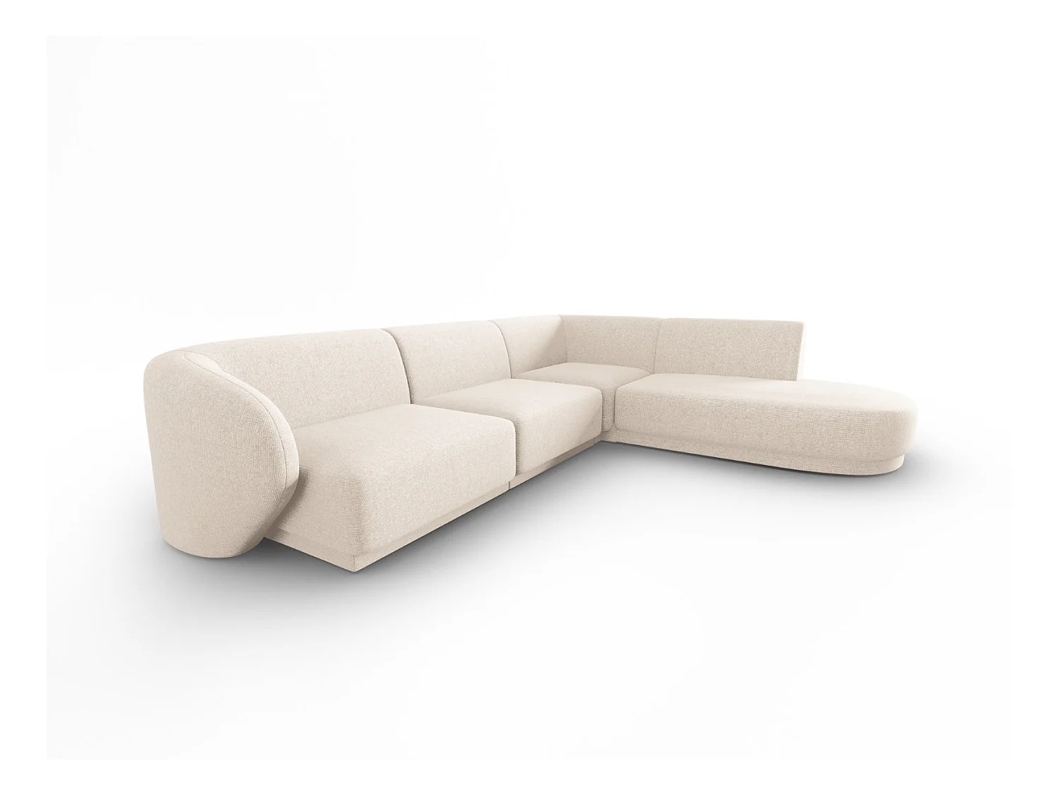 CXL by Christian Lacroix - Canapé d'angle droit "Lionel" 5 places en chenille beige clair mélange - 265x232x74cm