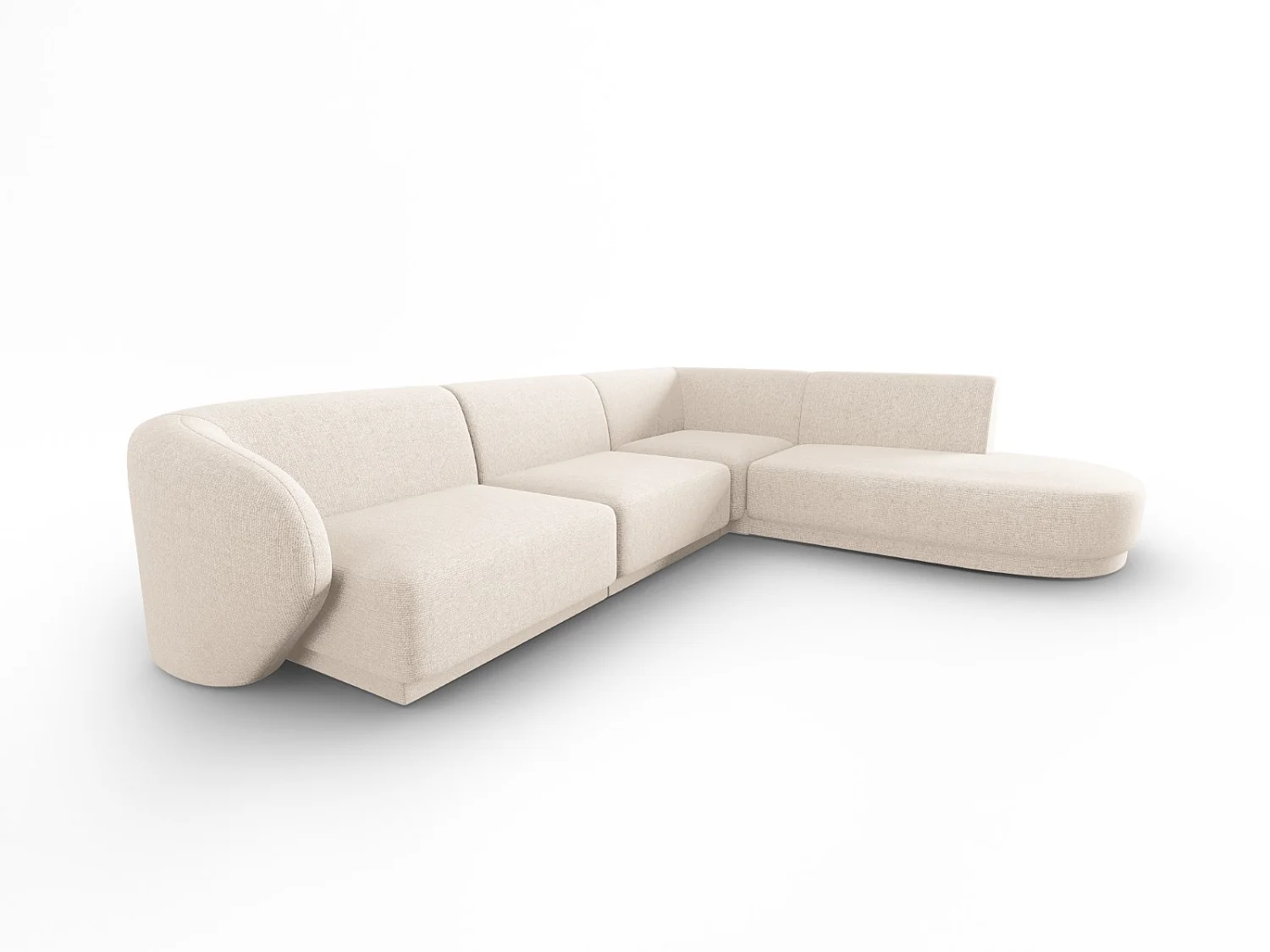 CXL by Christian Lacroix - Canapé d'angle droit "Lionel" 5 places en chenille beige clair mélange - 265x232x74cm