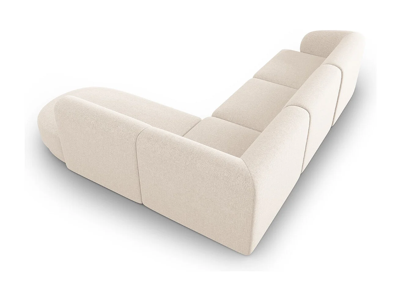 CXL by Christian Lacroix - Canapé d'angle droit "Lionel" 5 places en chenille beige clair mélange - 265x232x74cm