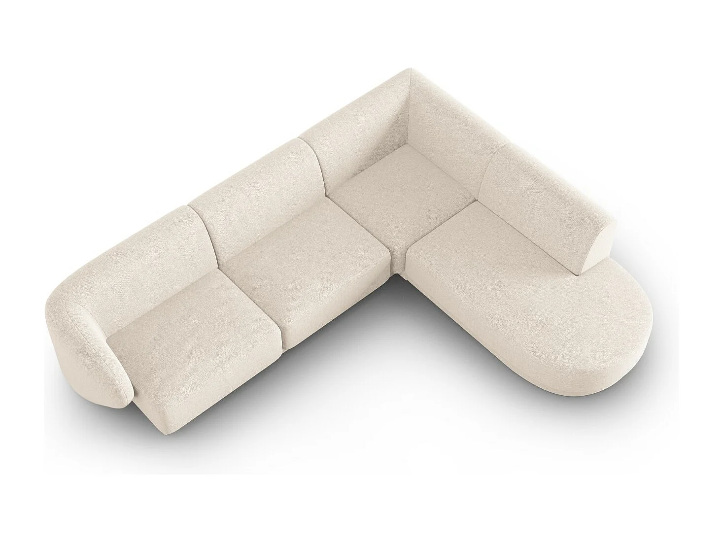 CXL by Christian Lacroix - Canapé d'angle droit "Lionel" 5 places en chenille beige clair mélange - 265x232x74cm