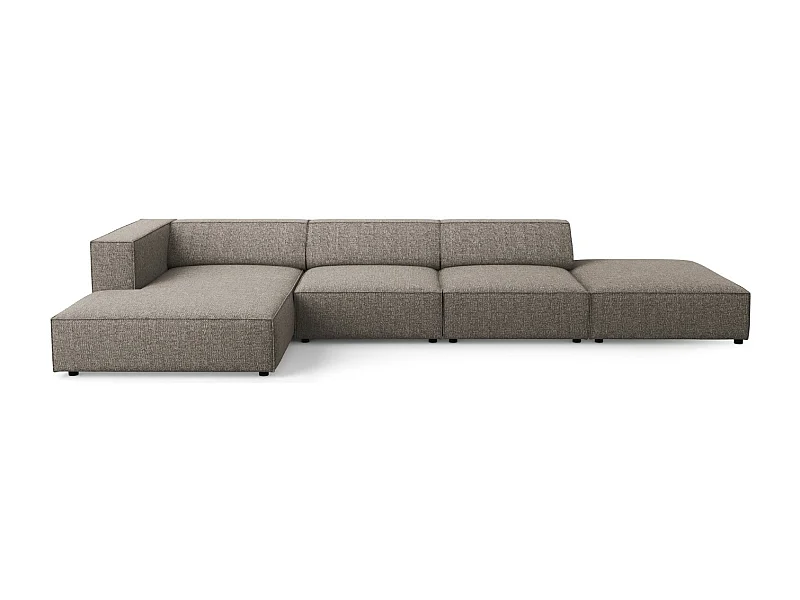 Cosmopolitan Design - Divano angolare sinistro "Arendal" 5 posti in ciniglia grigio - 341x166x70cm