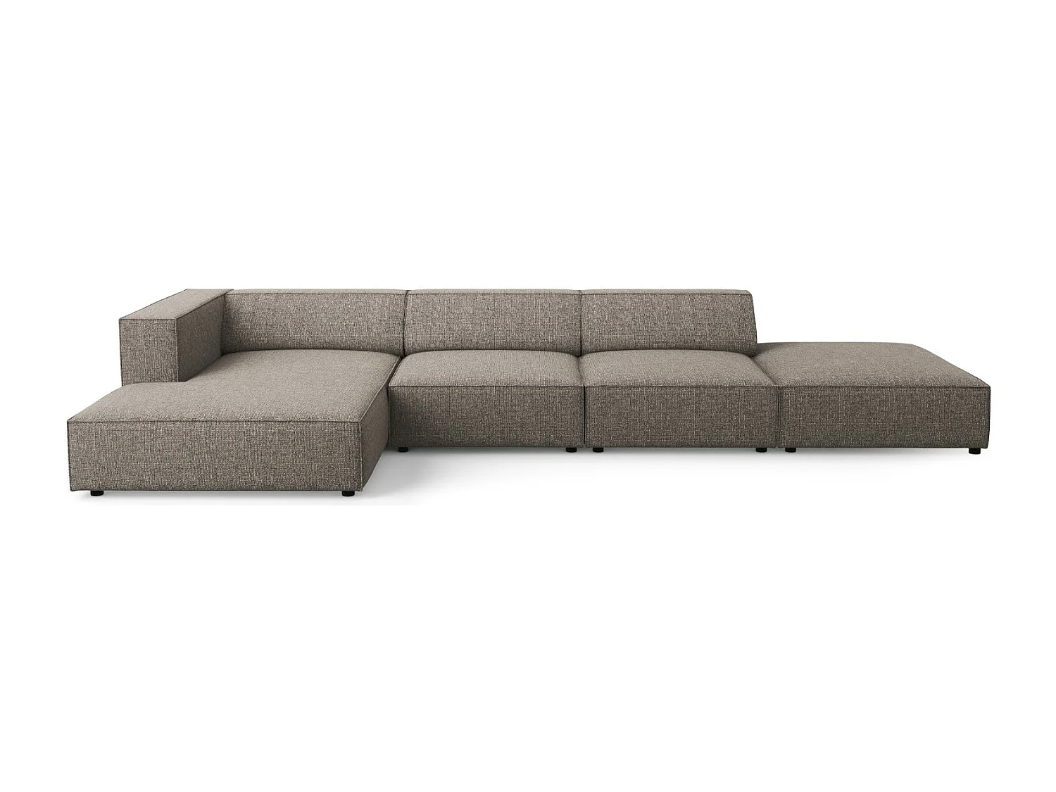 Cosmopolitan Design - 5-Sitzer Ecksofa links "Arendal" aus Chenille-Stoff grau - 341x166x70cm
