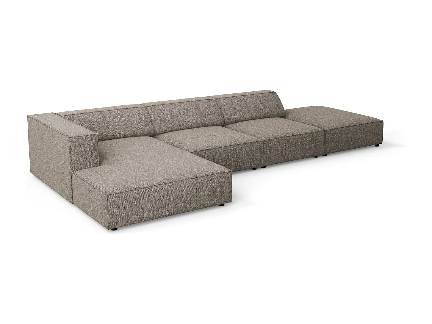 Cosmopolitan Design - 5-Sitzer Ecksofa links "Arendal" aus Chenille-Stoff grau - 341x166x70cm