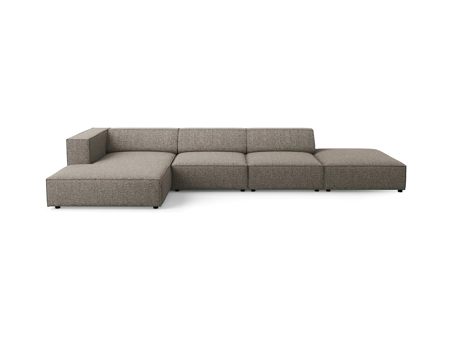 Cosmopolitan Design - Linker hoekbank "Arendal" 5 zitplaatsen, Chenille, Grijs - 341x166x70cm