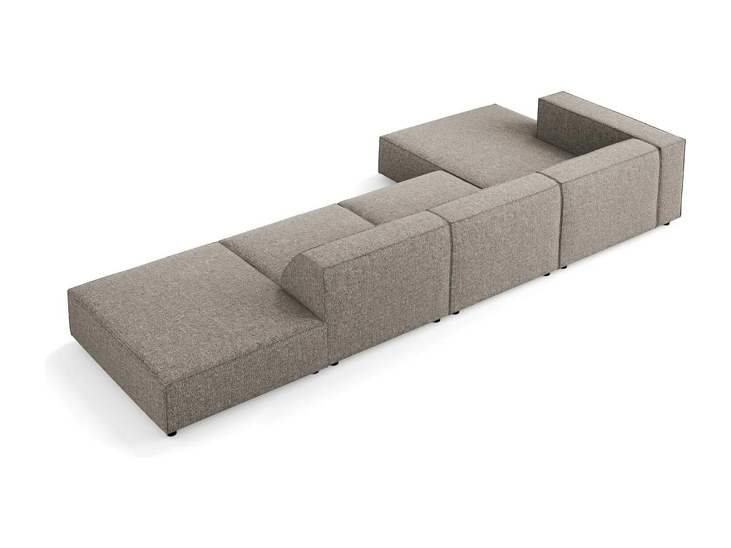 Cosmopolitan Design - Sofá de canto esquerdo "Arendal" 5 lugares em tecido chenille cinza - 341x166x70cm