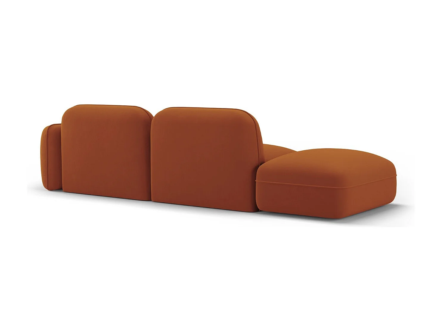 Cosmopolitan Design - Canapé modulable gauche "Sydney" 3 places en velours terracotta - 295x90x70cm