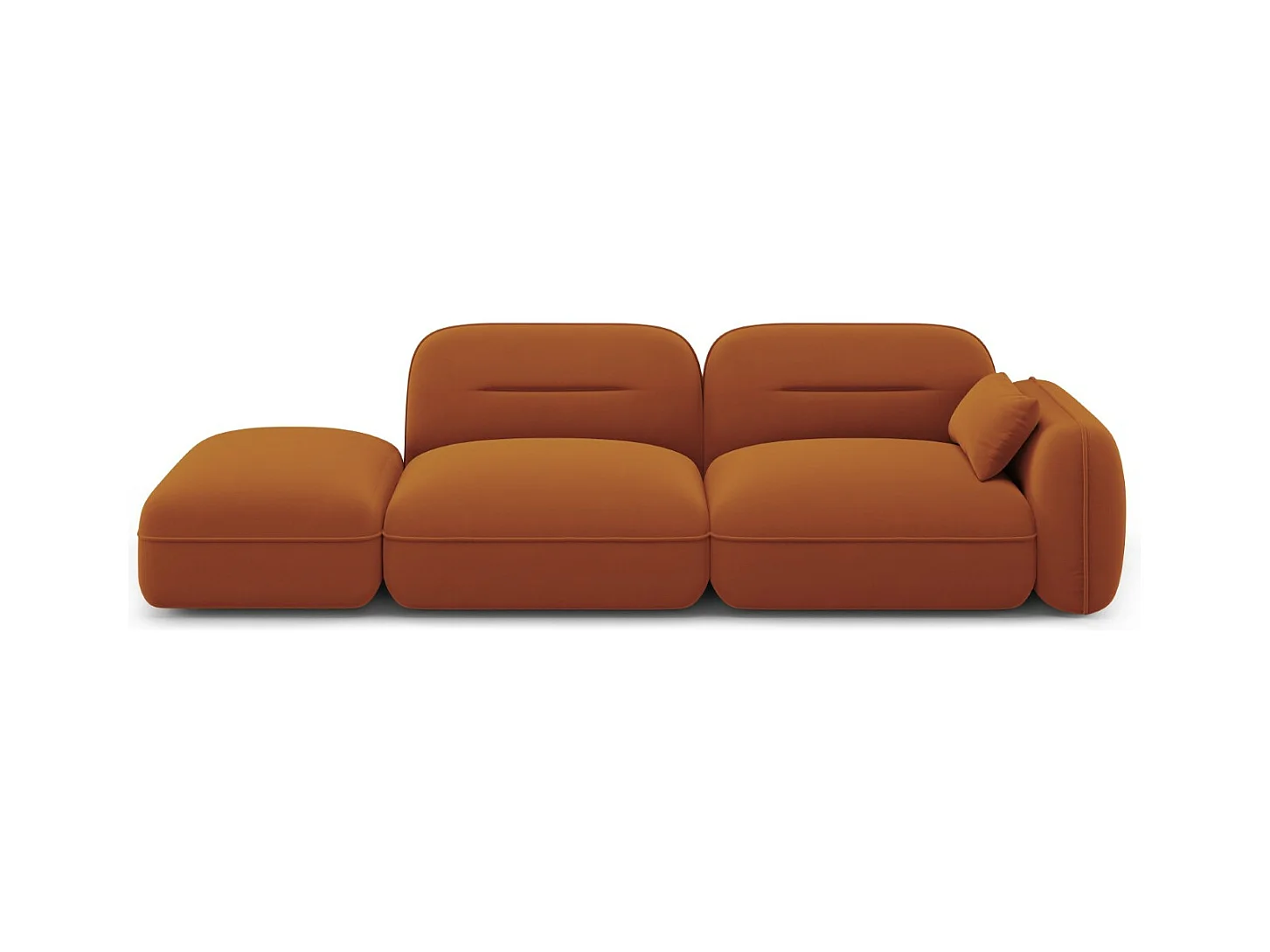 Cosmopolitan Design - Linker modulaire bank "Sydney" 3 zitplaatsen, Flueel, Terracotta - 295x90x70cm
