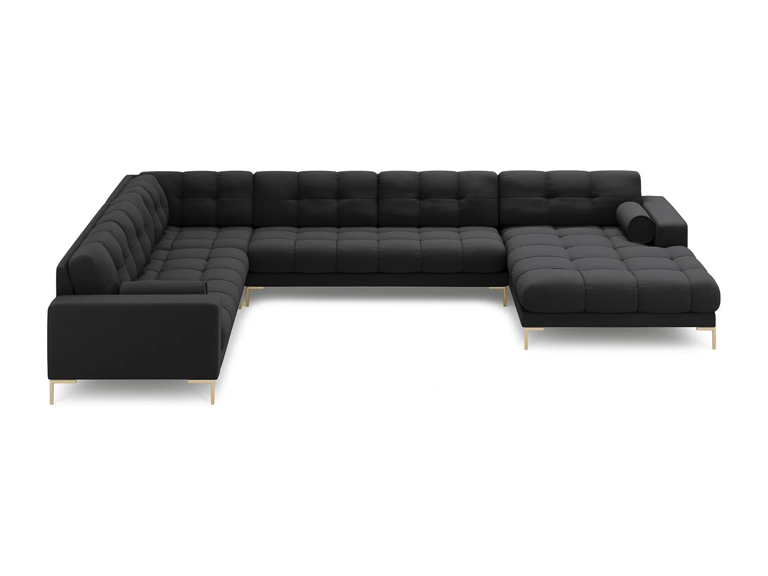 Cosmopolitan Design - 7-Sitzer Panoramasofa links "Bali" aus strukturiertem Stoff dunkelgrau - 327x256x75cm