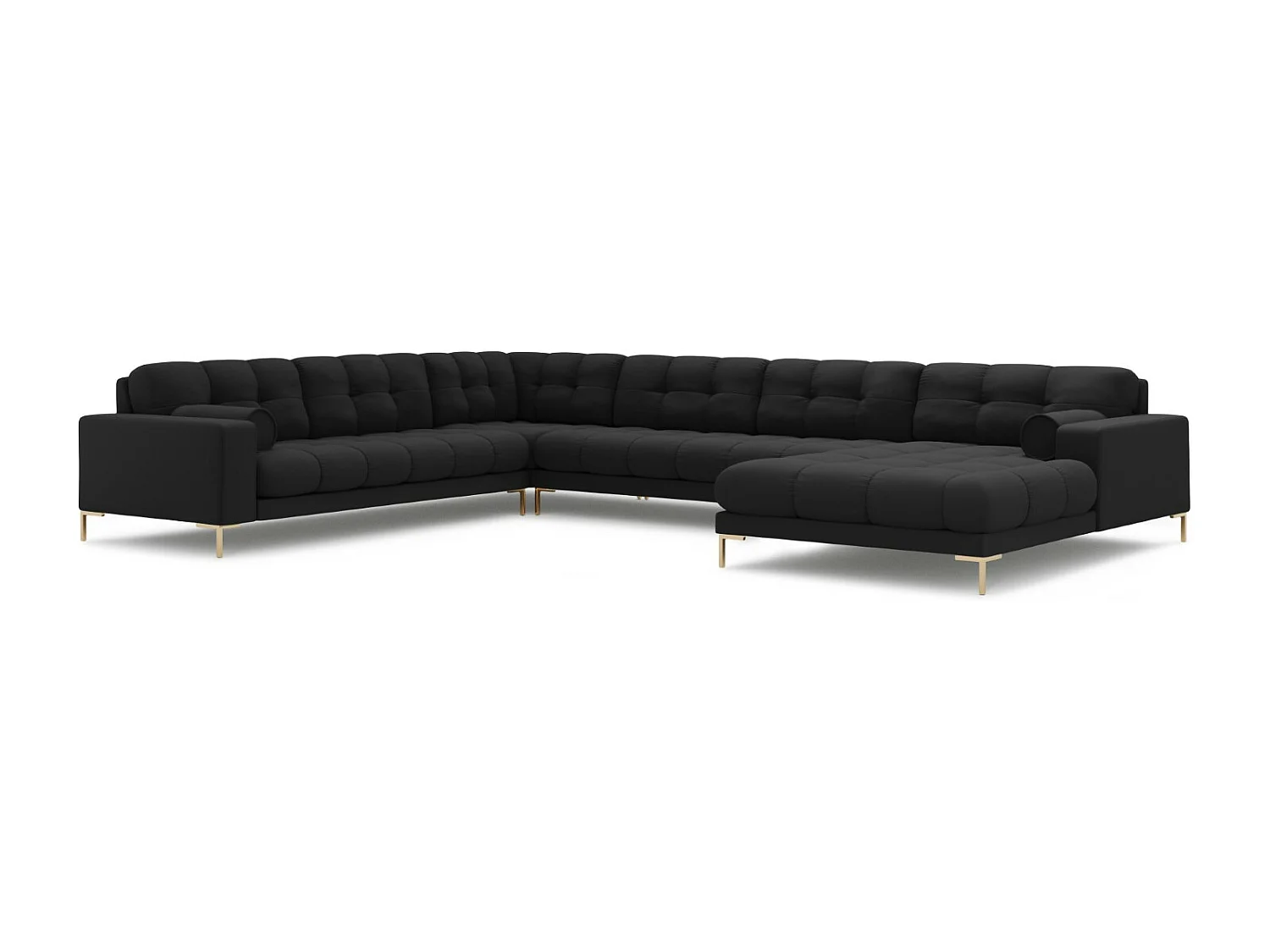 Cosmopolitan Design - 7-Sitzer Panoramasofa links "Bali" aus strukturiertem Stoff dunkelgrau - 327x256x75cm