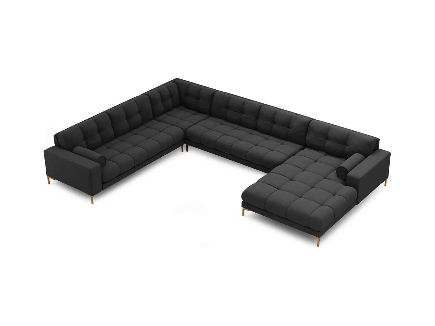 Cosmopolitan Design - Panoramische hoekbank links "Bali" 7 zitplaatsen, Structurele stof, Donkergrijs - 327x256x75cm