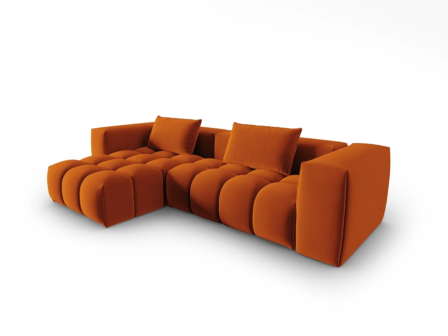 CXL by Christian Lacroix - Modulaire hoekbank links "Lorella" 3 zitplaatsen, Flueel, Terracotta - 260x145x70cm