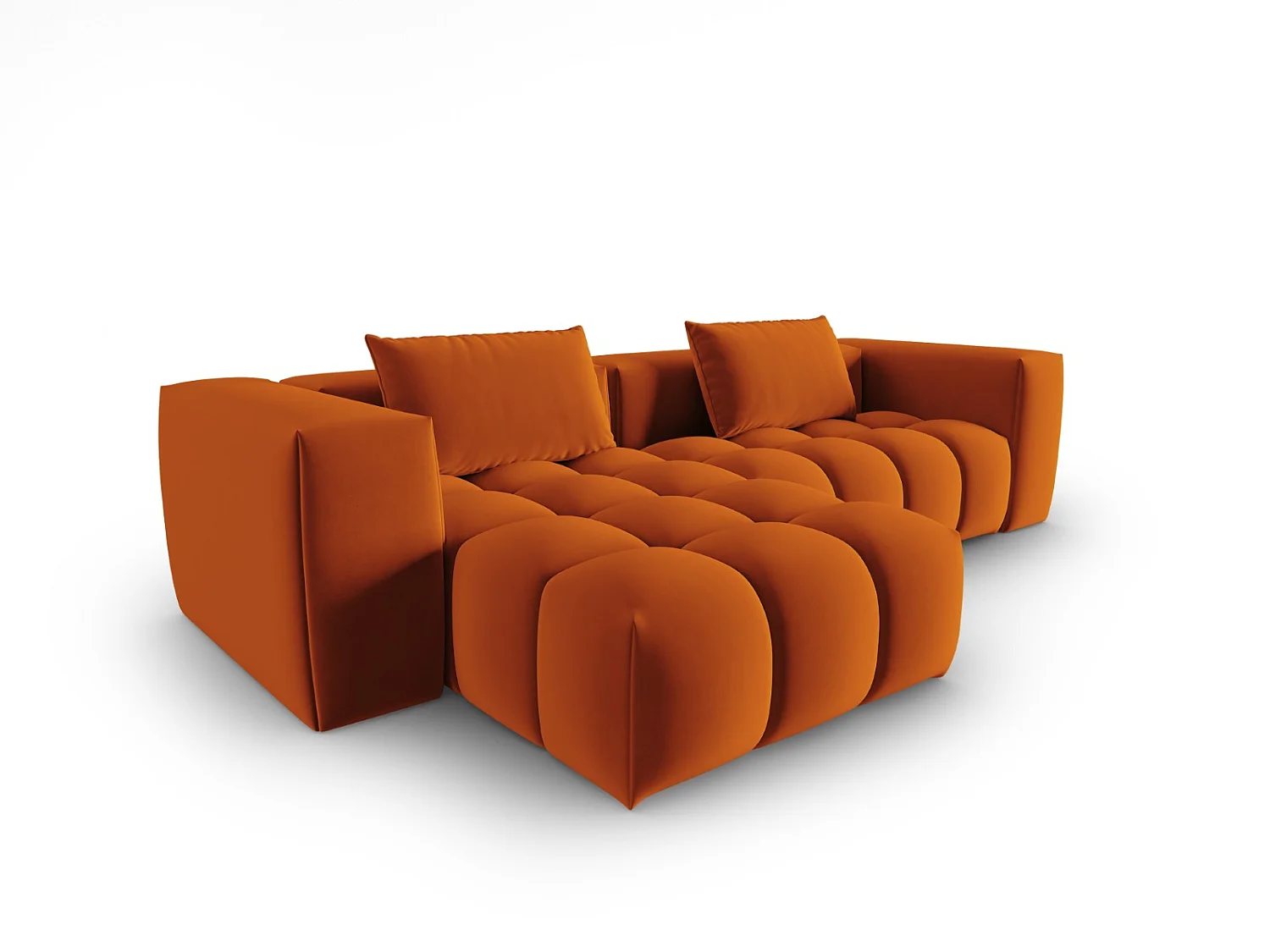 CXL by Christian Lacroix - Modulaire hoekbank links "Lorella" 3 zitplaatsen, Flueel, Terracotta - 260x145x70cm