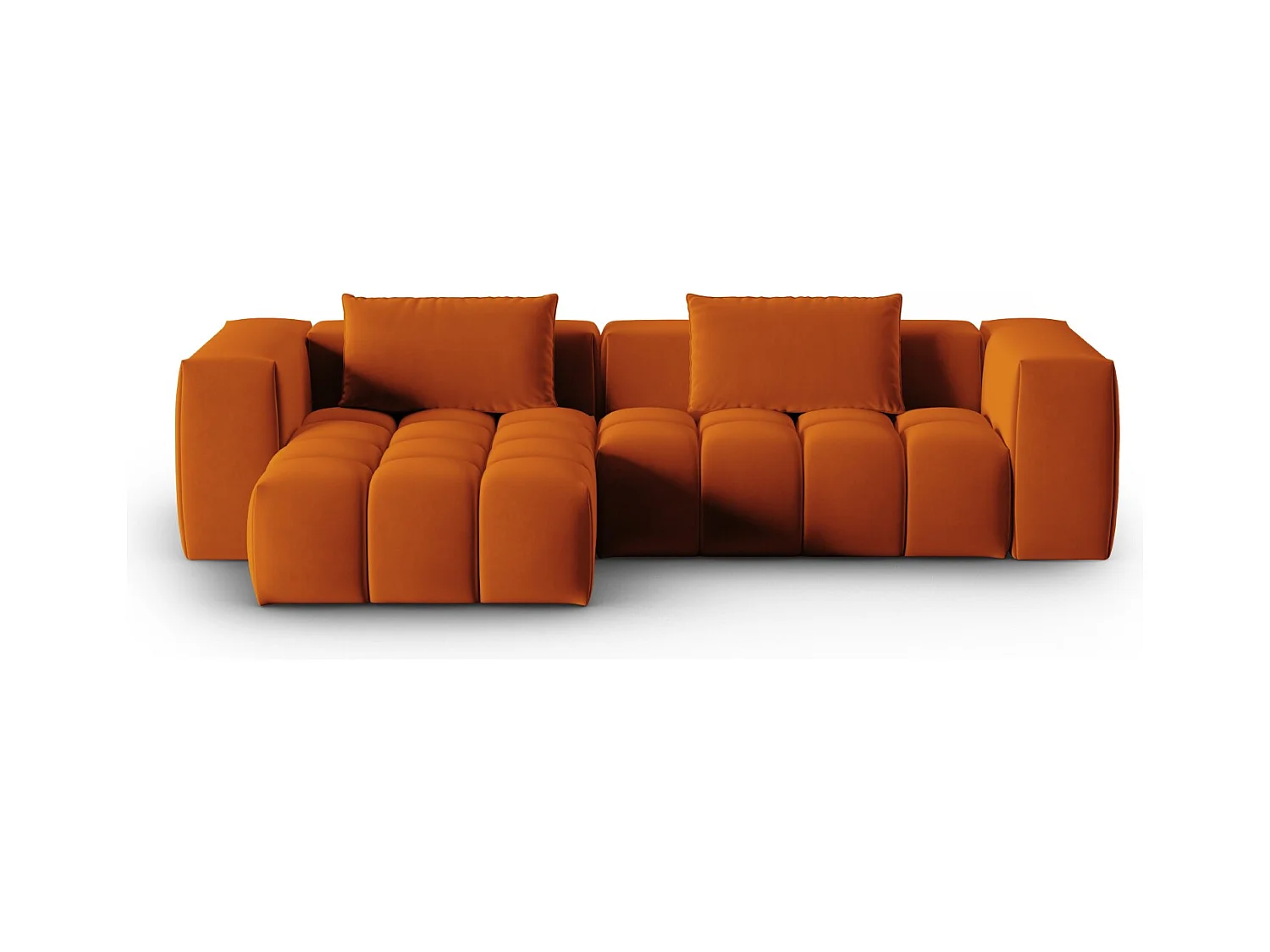 CXL by Christian Lacroix - Modulaire hoekbank links "Lorella" 3 zitplaatsen, Flueel, Terracotta - 260x145x70cm