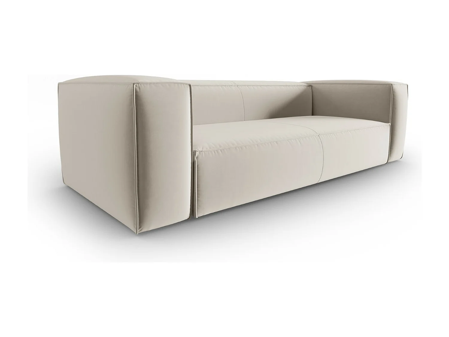 Cosmopolitan Design - Sofa, "Mackay" 4 miejsca welur, ecru - 230x94x73cm