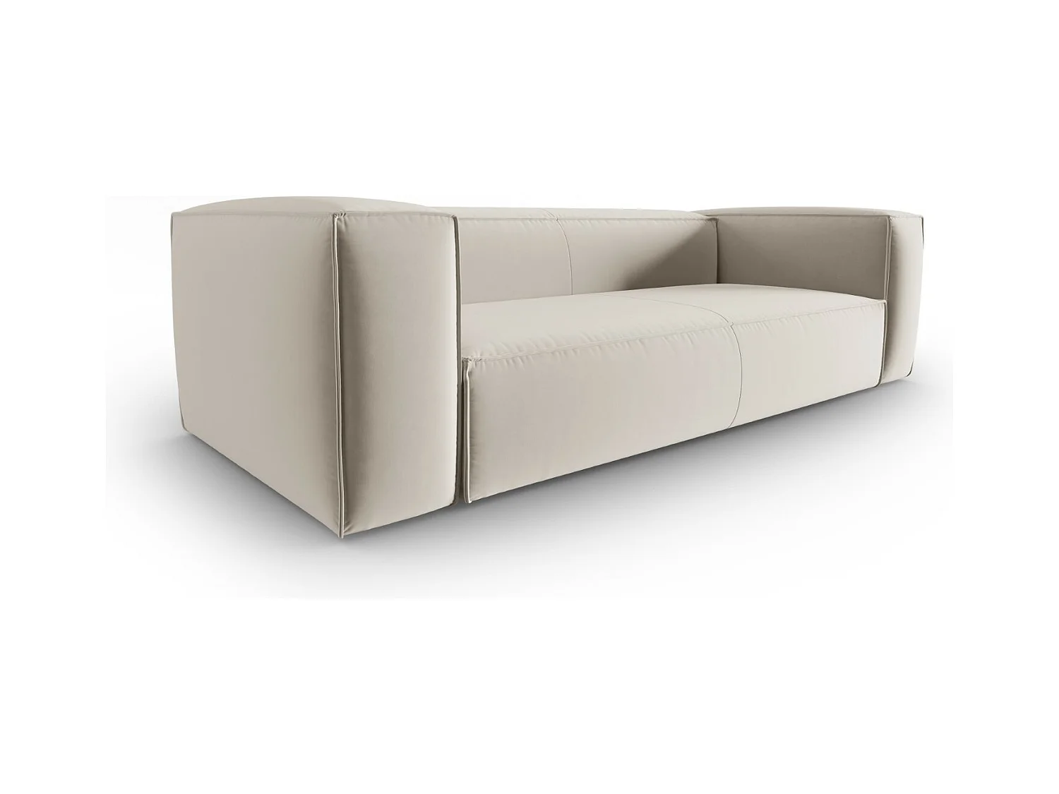 Cosmopolitan Design - 4-Sitzer Sofa "Mackay" aus Samt Ecru - 230x94x73cm
