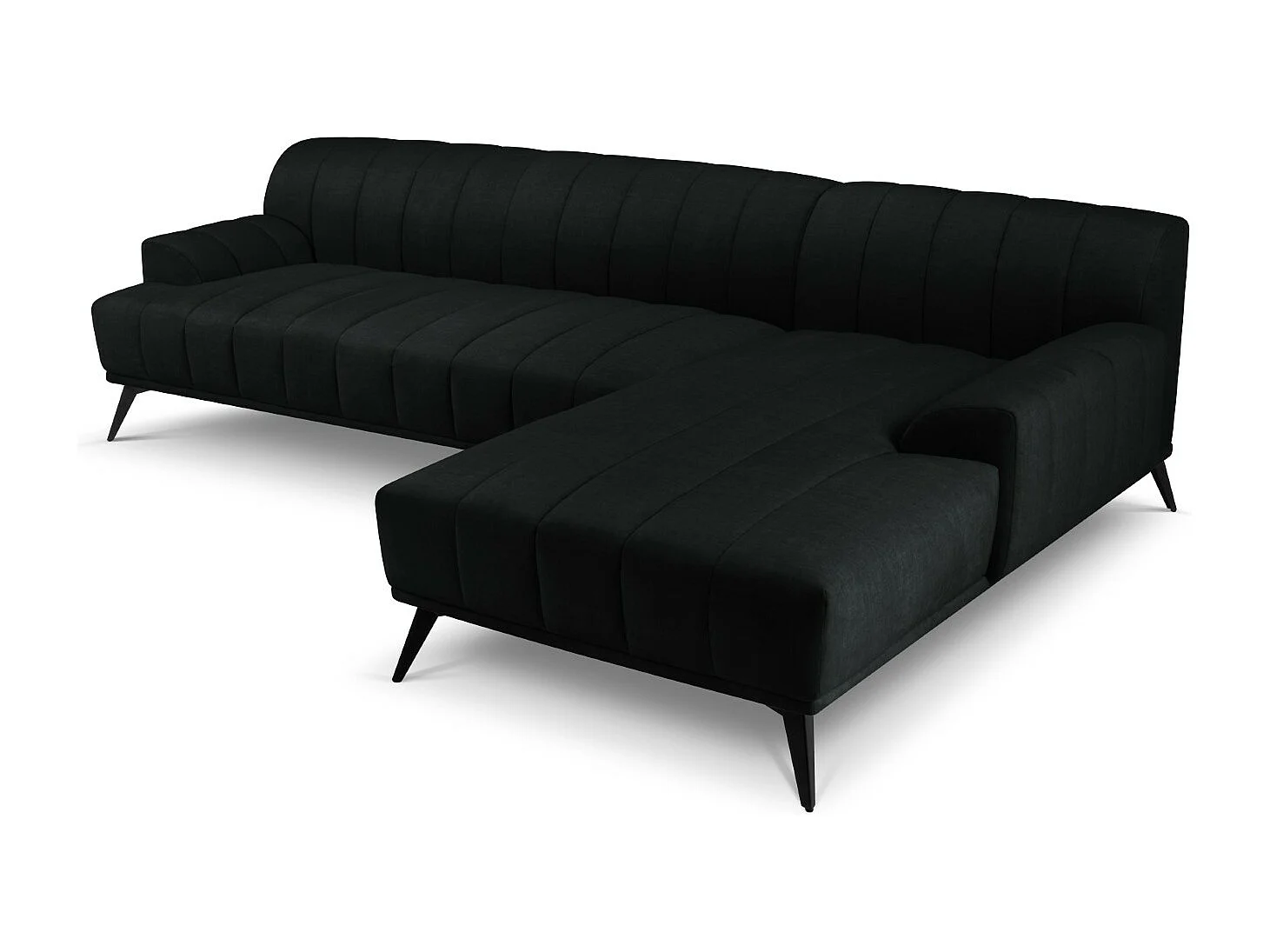 CXL by Christian Lacroix - Rechter hoekbank "Rita" 5 zitplaatsen, Flueel, Zwart - 289x185x77cm