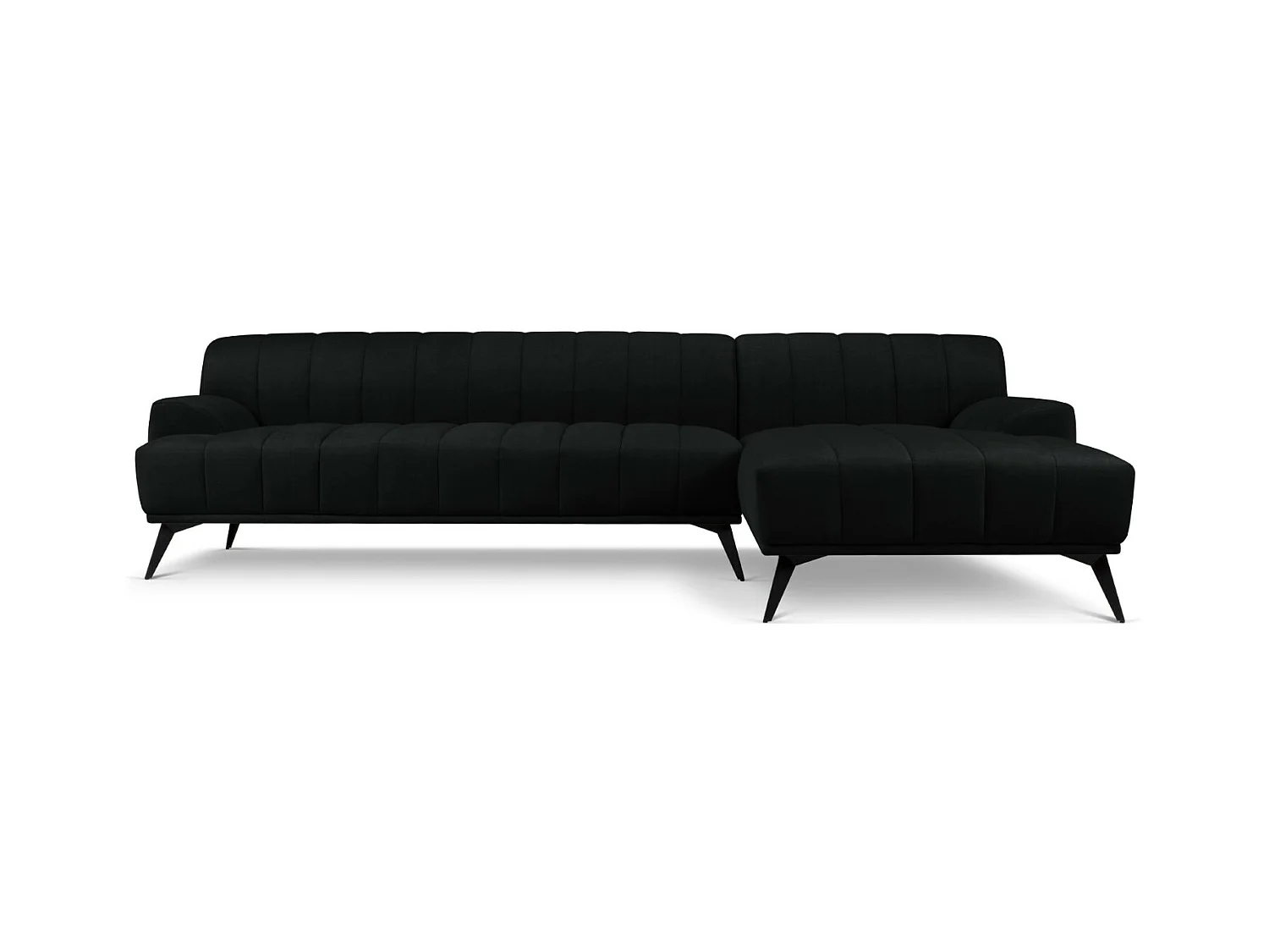 CXL by Christian Lacroix - Canapé d'angle droit "Rita" 5 places en velours noir - 289x185x77cm