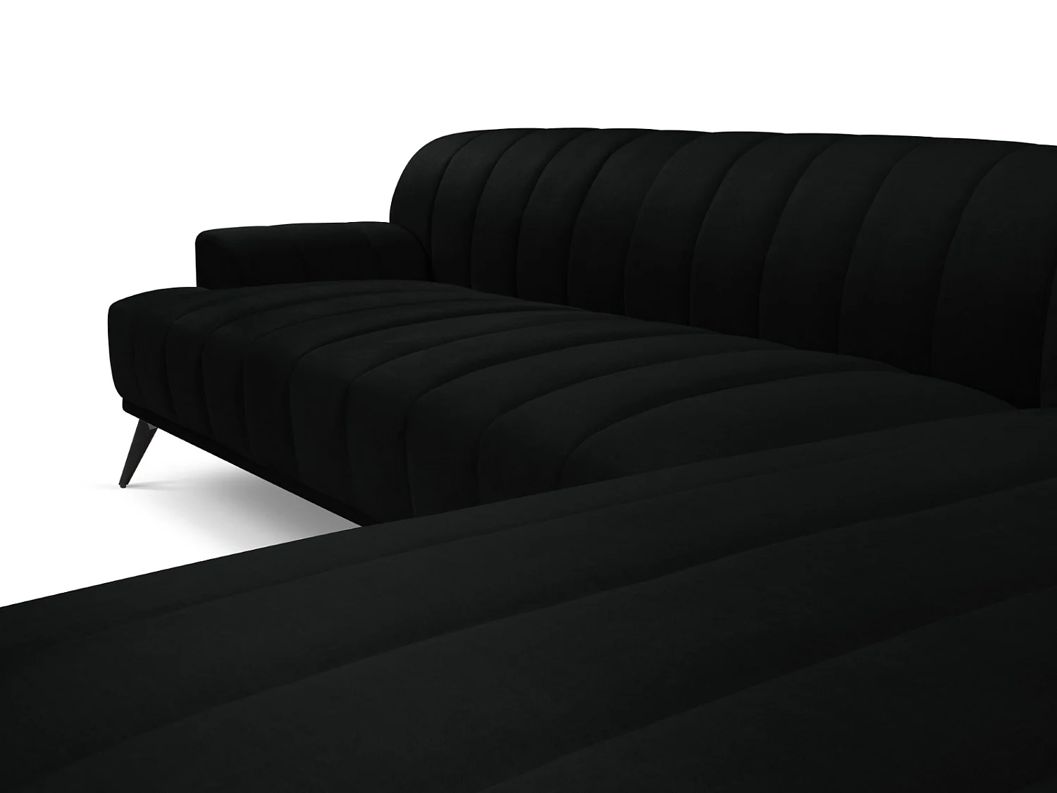 CXL by Christian Lacroix - Sofá de canto direito "Rita" 5 lugares em veludo preto - 289x185x77cm