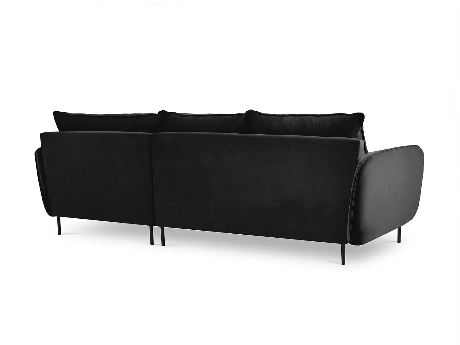 Cosmopolitan Design - Canapé d'angle droit "Vienna" 5 places en velours noir - 255x170x95cm