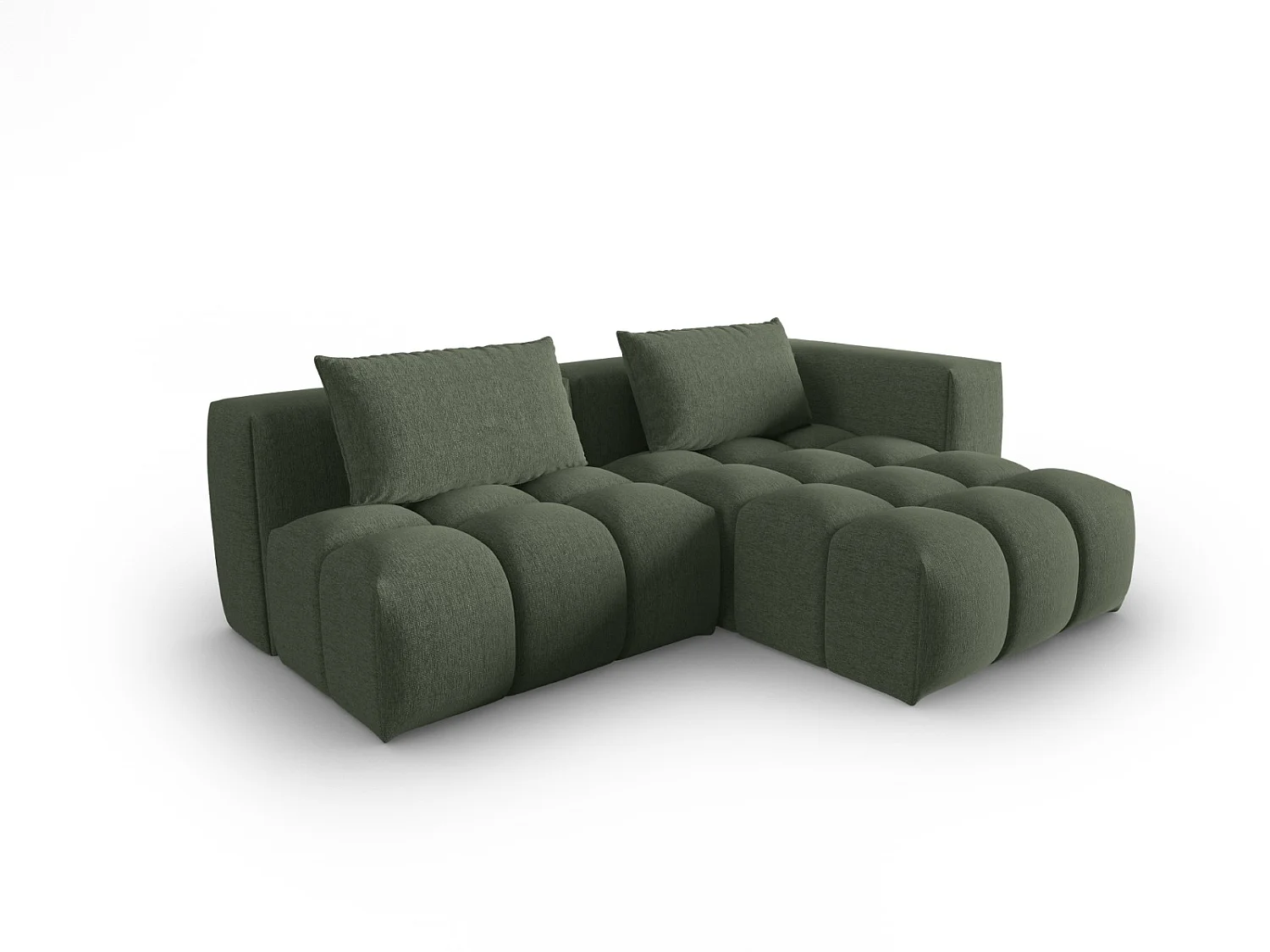 CXL by Christian Lacroix - Sofá modular de canto direito "Lorella" 3 lugares em tecido estrutural verde oliva escuro - 205x145x70cm